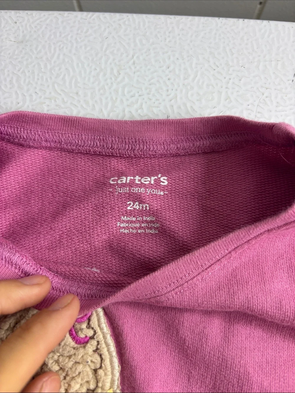 490 - Carter's Pink Sweatshirt with Plush Puppy